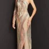 Jovani - 06741 Beaded Multicolor Slit Sheer Gown