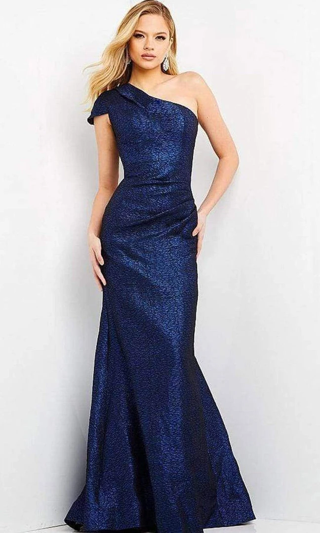 Jovani - 06751 One Shoulder Metallic Jacquard Evening Dress 3 Jovani - 06751 One Shoulder Metallic Jacquard Evening Dress