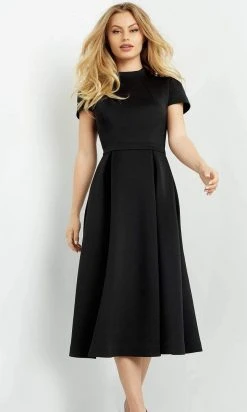 Jovani - 06782 Tea Length High Neck A-Line Dress