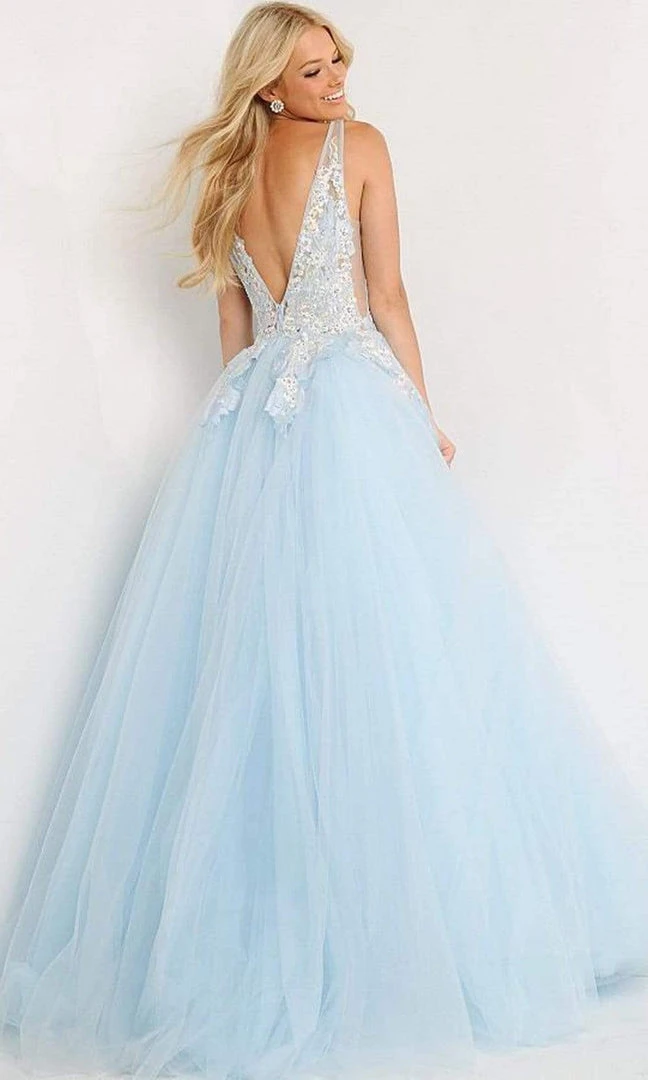 Jovani - 06808 Tulle V Neck And Back Ballgown 4 Jovani - 06808 Tulle V Neck And Back Ballgown