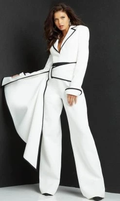 Jovani 06917 - Collared V-Neck Formal Jumpsuit