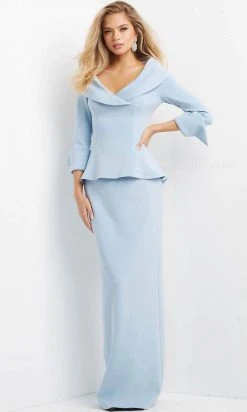 Jovani 07037 - Shawl Collar Sheath Evening Dress