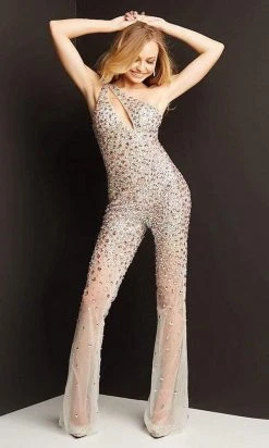 Jovani - 07079 Sheer Crystal Beaded Jumpsuit 7 Jovani - 07079 Sheer Crystal Beaded Jumpsuit