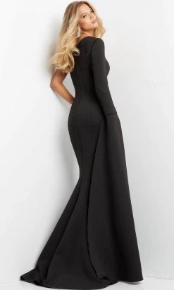 Jovani 07128 - Split Sleeve Cascade Evening Dress 9 Jovani 07128 - Split Sleeve Cascade Evening Dress