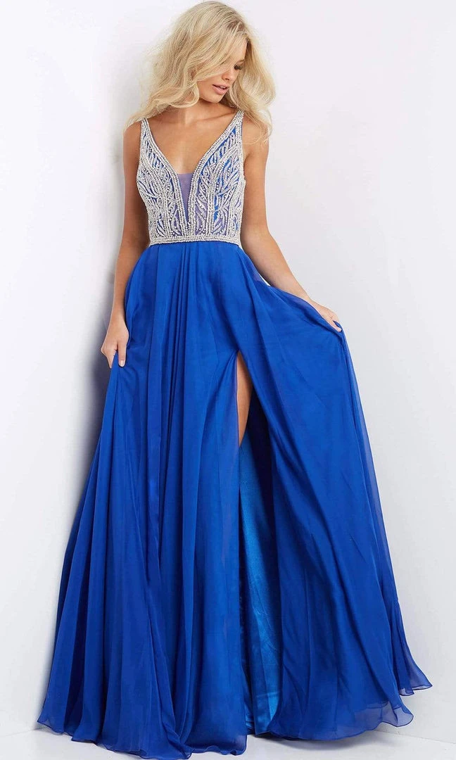 Jovani - 07136 Jeweled Bodice High Slit Gown 5 Jovani - 07136 Jeweled Bodice High Slit Gown