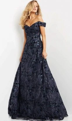 Jovani 07162 - Off-shoulder Sweetheart Neck Evening Gown