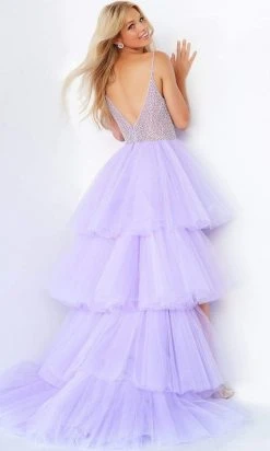Jovani - 07231 Beaded High Low Tulle Gown 6 Jovani - 07231 Beaded High Low Tulle Gown