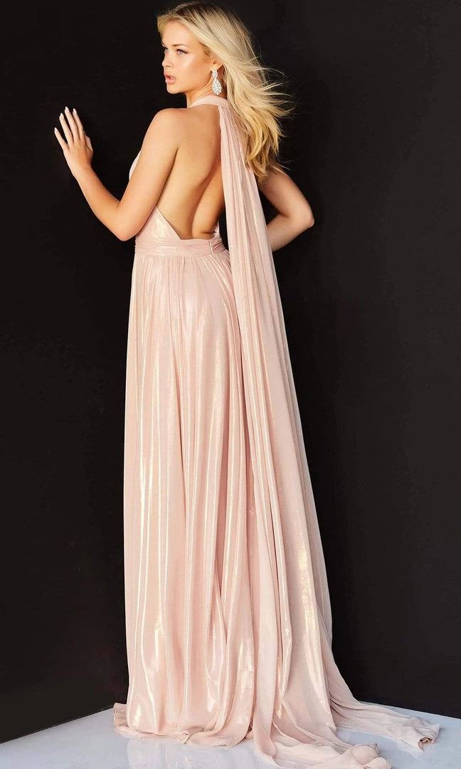 Jovani - 07247 Plunging Halter Cascading Panel Gown 4 Jovani - 07247 Plunging Halter Cascading Panel Gown