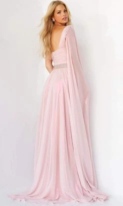 Jovani - 07248 One Shoulder Draped Chiffon Gown