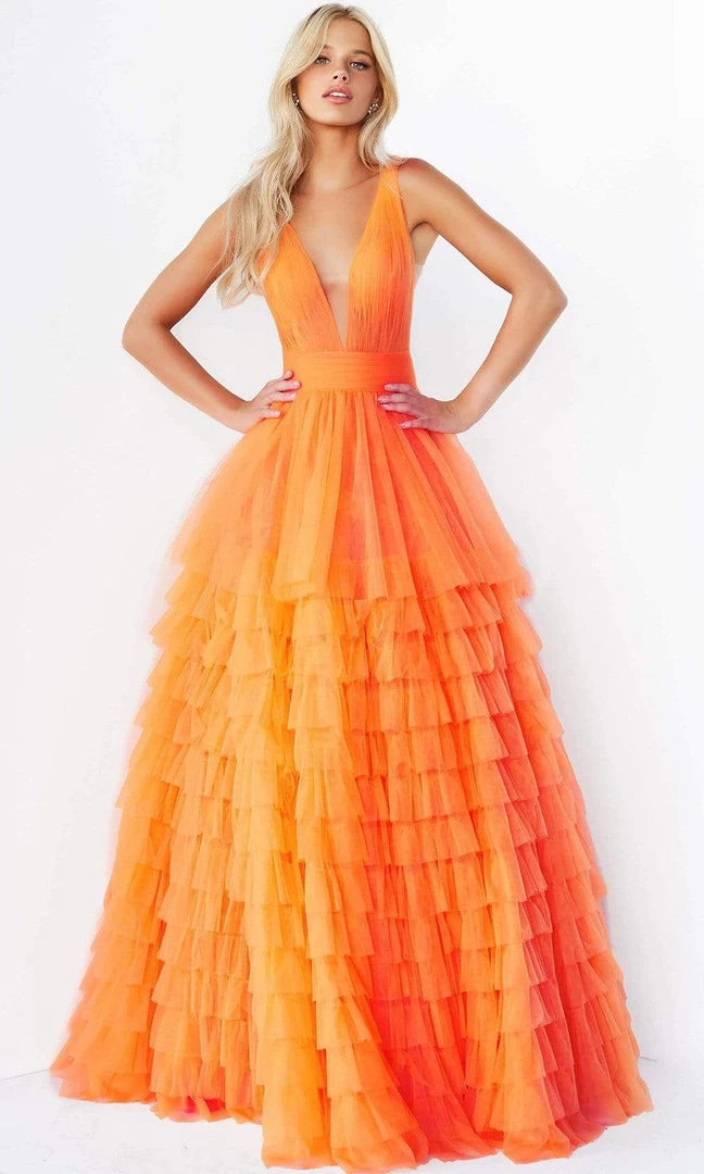 Jovani - 07264 Shirr-Ornate Tiered Tulle Gown 3 Jovani - 07264 Shirr-Ornate Tiered Tulle Gown