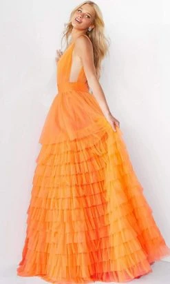 Jovani - 07264 Shirr-Ornate Tiered Tulle Gown 10 Jovani - 07264 Shirr-Ornate Tiered Tulle Gown