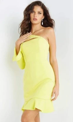 Jovani - 07280 One Shoulder Ruffle Hem Dress