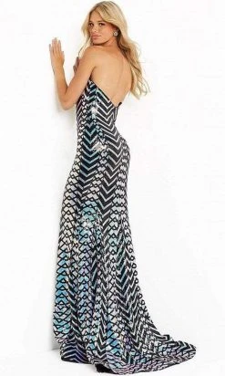Jovani - 07285 Strapless Zigzag Sequin Long Gown