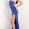 Jovani - 07401 Beaded Asymmetric Neck Long Gown 1 Jovani - 07401 Beaded Asymmetric Neck Long Gown