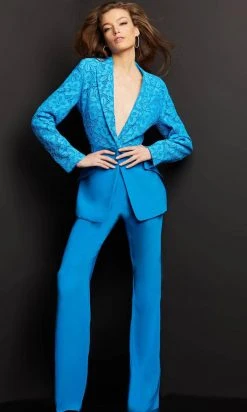 Jovani 07551 - Laced Jacket Two Piece Jumpsuit