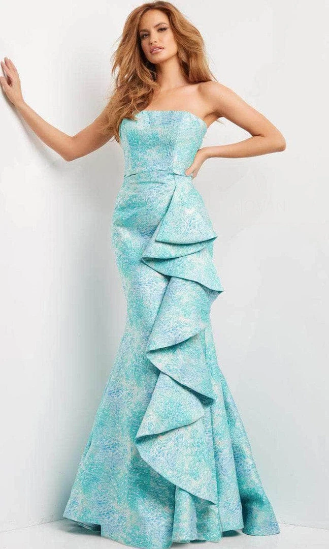 Jovani 08093 - Strapless Straight Across Neck Evening Gown 6 Jovani 08093 - Strapless Straight Across Neck Evening Gown