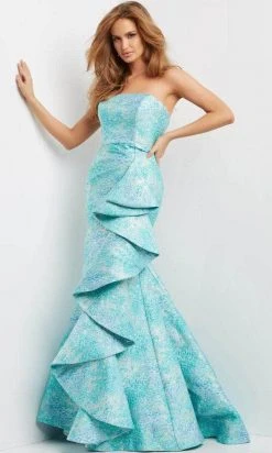 Jovani 08093 - Strapless Straight Across Neck Evening Gown 14 Jovani 08093 - Strapless Straight Across Neck Evening Gown