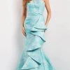 Jovani 08093 - Strapless Straight Across Neck Evening Gown