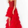 Jovani - 08100 Bedazzled Strapless High Low Dress