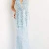 Jovani - 08140 Feather-Ornate Mermaid Gown 2 Jovani - 08140 Feather-Ornate Mermaid Gown