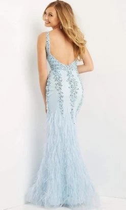 Jovani - 08140 Feather-Ornate Mermaid Gown 5 Jovani - 08140 Feather-Ornate Mermaid Gown