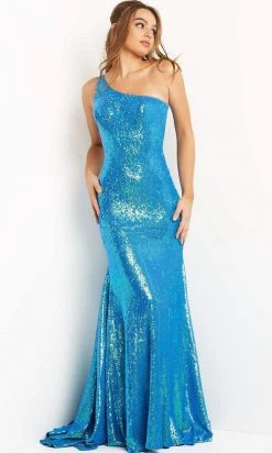 Jovani - 08177 One Shoulder Sequin Sheath Dress