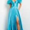 Jovani 08321 - Feathered Off Shoulder Evening Gown