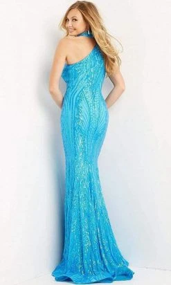 Jovani - 08338 Choker Neck Sequin Embellished Mermaid Evening Dress