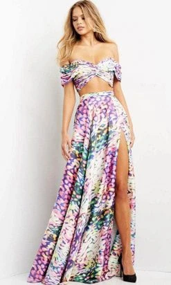 Jovani 08350 - Two-piece Off-shoulder Long Dress