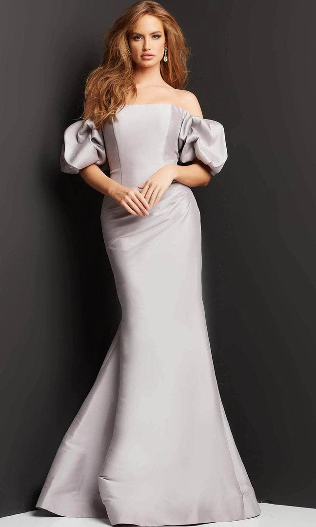 Jovani 08361 - Bubble Sleeve Off Shoulder Evening Dress 6 Jovani 08361 - Bubble Sleeve Off Shoulder Evening Dress