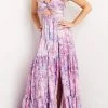 Jovani - 08369 Print Butterfly Flowy Cut Out Dress