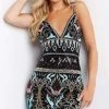 Jovani - 08447 Deep V-Neck Beaded Short Dress