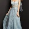 Jovani 08487 - Corset Sheer Bodice Tulle Gown 1 Jovani 08487 - Corset Sheer Bodice Tulle Gown