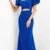 Jovani 08526 - Puff Sleeve Midriff Cutout Evening Dress