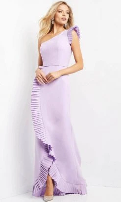 Jovani 08527 - Pleat-Trimmed Sheath Evening Dress