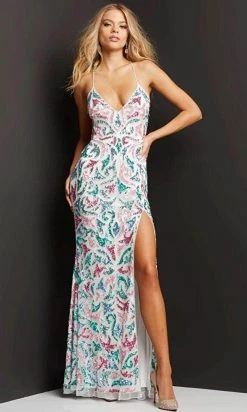 Jovani 08557 - Sleeveless Plunging V-neck Long Dress