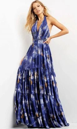 Jovani 08577 - Sleeveless Plunging Halter Neck Long Dress 8 Jovani 08577 - Sleeveless Plunging Halter Neck Long Dress