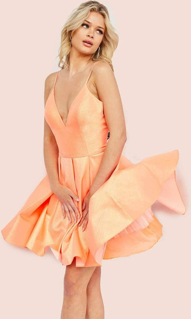 Jovani 08645 - V-Neck Pleated A-Line Cocktail Dress 6 Jovani 08645 - V-Neck Pleated A-Line Cocktail Dress