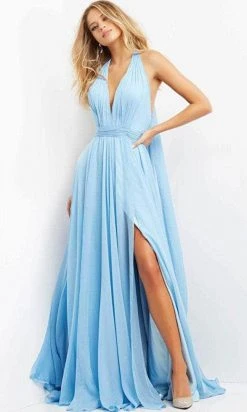 Jovani 08682 - Sleeveless Deep Halter Neck Evening Dress