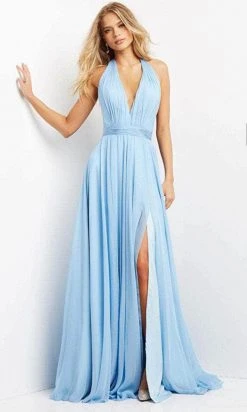 Jovani 08682 - Sleeveless Deep Halter Neck Evening Dress
