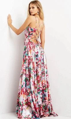 Jovani 09029 - Sleeveless Low-cut V-neck Long Dress