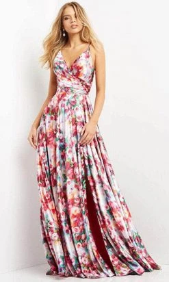 Jovani 09029 - Sleeveless Low-cut V-neck Long Dress