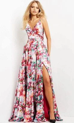 Jovani 09029 - Sleeveless Low-cut V-neck Long Dress