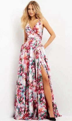 Jovani 09029 - Sleeveless Low-cut V-neck Long Dress