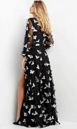 Jovani 09121 - Long Sleeve V-neck Evening Gown