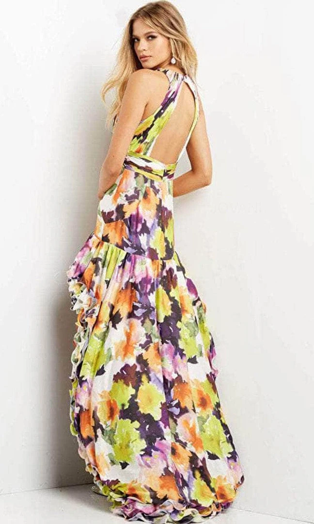 Jovani 09389 - Sleeveless Halter V-neck Evening Dress 4 Jovani 09389 - Sleeveless Halter V-neck Evening Dress