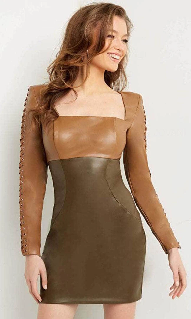 Jovani 09585 - Long Sleeves Square Neck Short Dress 7 Jovani 09585 - Long Sleeves Square Neck Short Dress