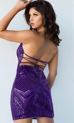 Jovani 09694 - Sequined Strapless Cocktail Dress