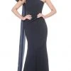 Jovani - 1008 Asymmetric Neck Plain Evening Dress