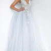 Jovani - 11092 Floral Embroidered Plunging V-Neck Ballgown